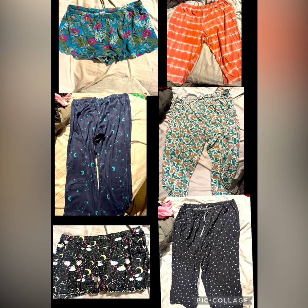 Lot of women’s plus size sleep pajama pants and shorts size 3X